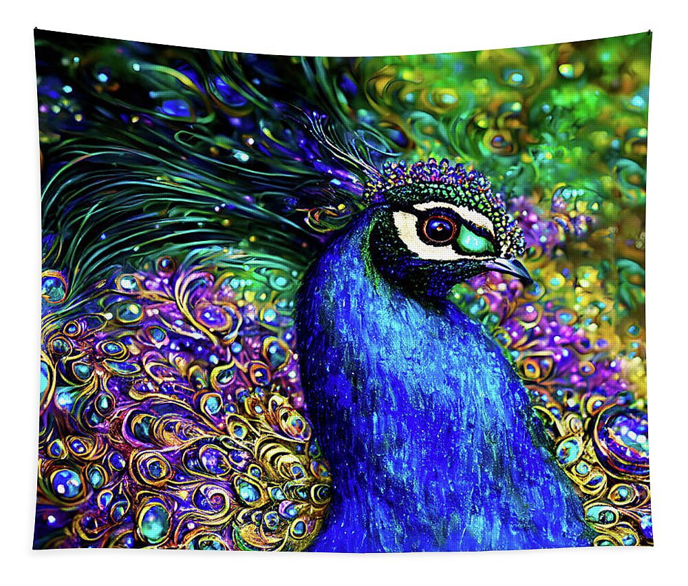 Peacocks Tapestry featuring the digital art Dazzling Peacock by Peggy Collins