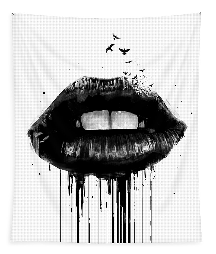 Lips Tapestry featuring the mixed media Dead love by Balazs Solti