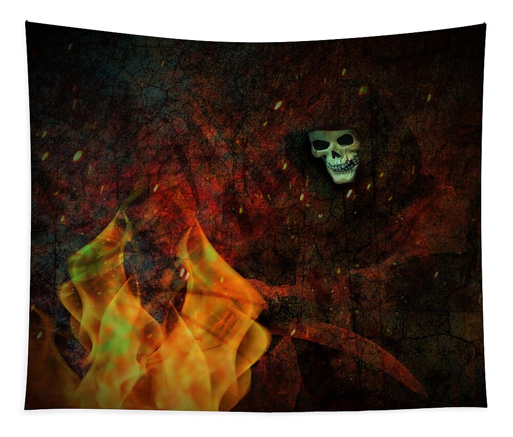 Death Tapestry featuring the digital art Death By Fire by Ally White