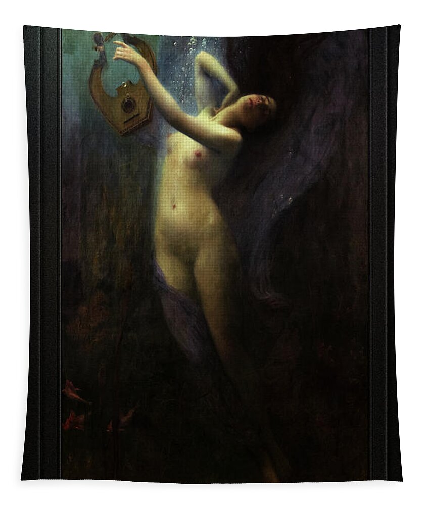 Ocean Deep Tapestry featuring the painting Death of Sappho by Charles Amable Lenoir Old Master Reproduction by Rolando Burbon