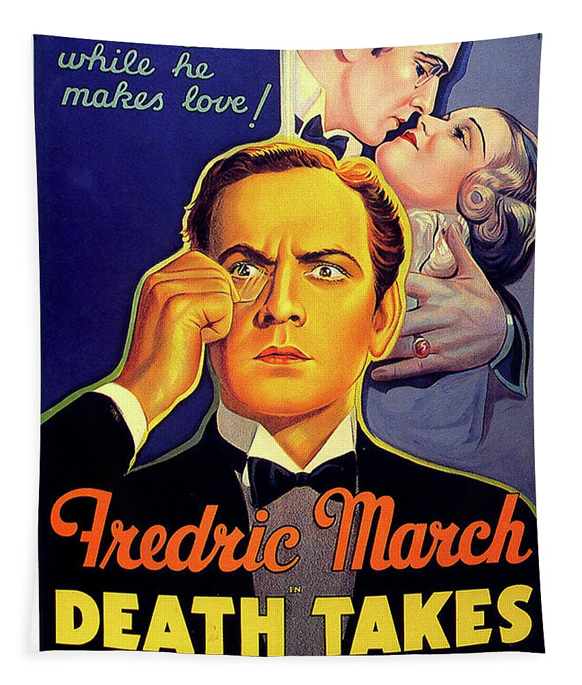 Death Tapestry featuring the mixed media ''Death Takes a Holiday'' poster 1939 by Movie World Posters