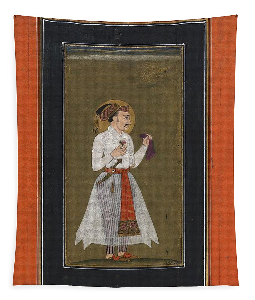Deccan Painting Tapestry featuring the painting Deccan Painting, Mysore Style The emperor Jahangir 19th century by Artistic Rifki