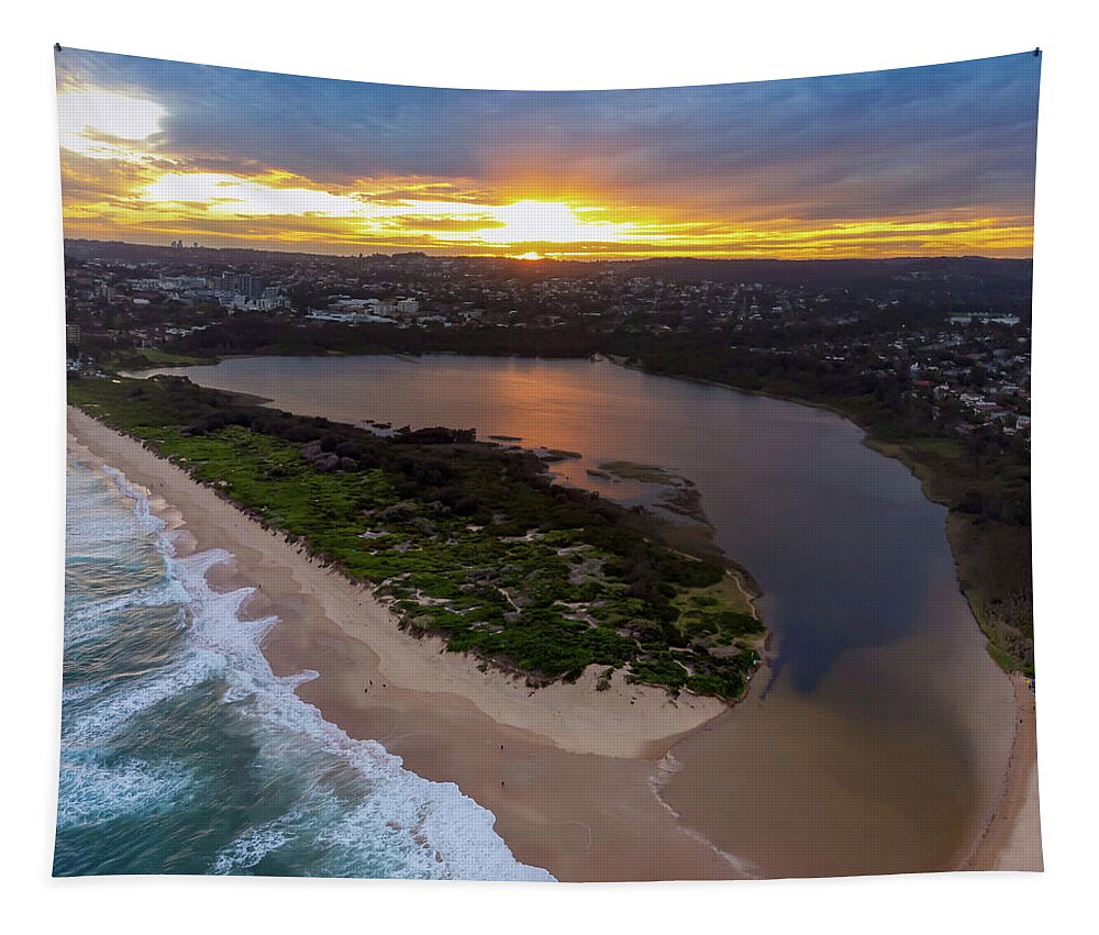 Summer Tapestry featuring the photograph Dee Why Lagoon Panorama No 1 by Andre Petrov