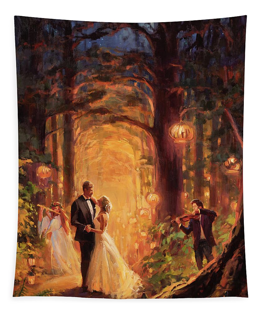 Wedding Tapestry featuring the painting Deep Forest Wedding by Steve Henderson