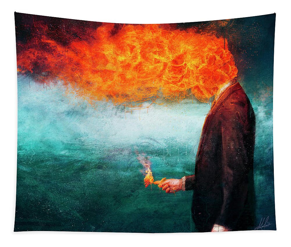 Fire Tapestry featuring the painting Deep by Mario Sanchez Nevado