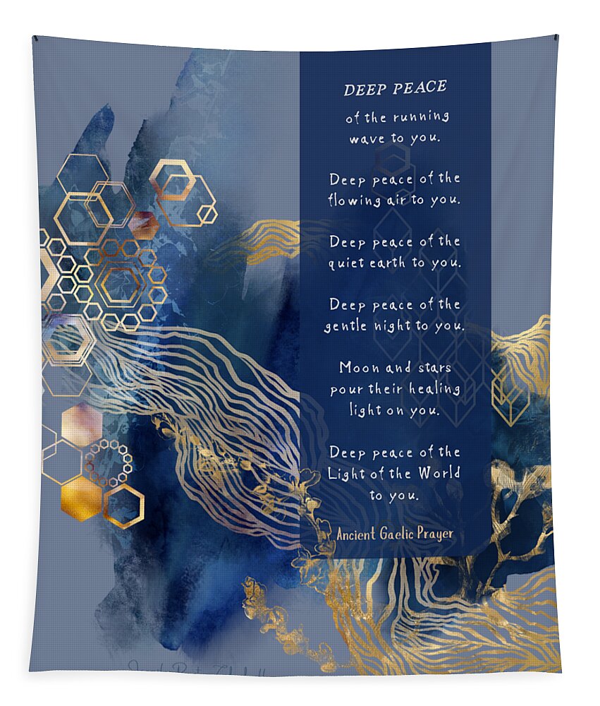 Deep Peace Tapestry featuring the digital art Deep Peace Irish Blessing by Jennifer Preston