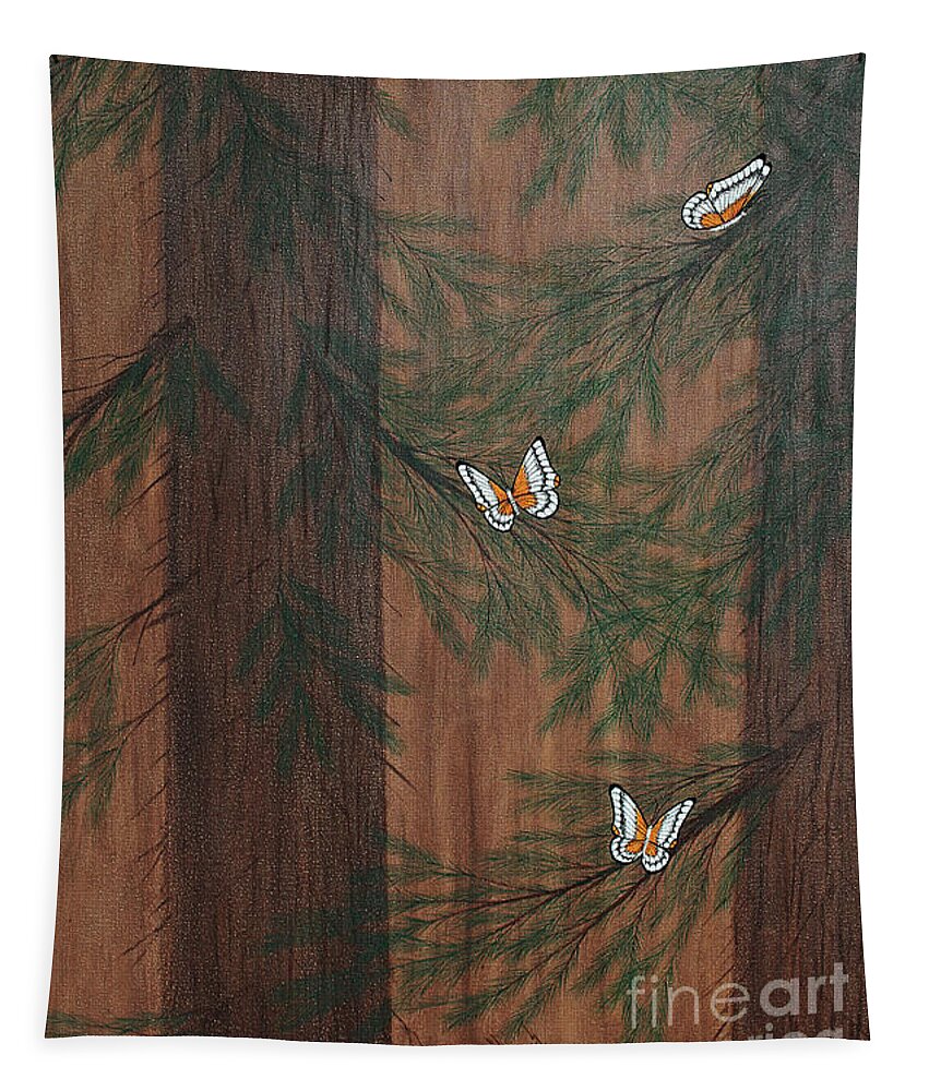Butterflies Tapestry featuring the painting Deep Woods Refuge by Doug Miller