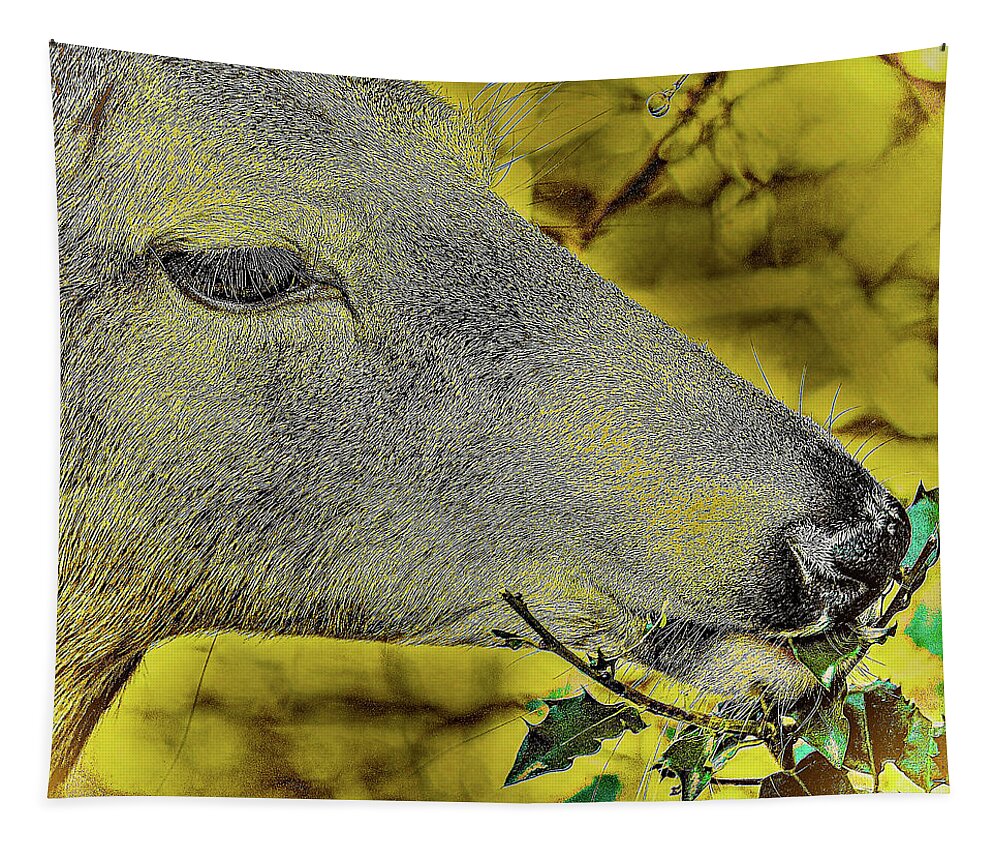 Deer Eye Leaves Close Tapestry featuring the photograph Deer2 by John Linnemeyer