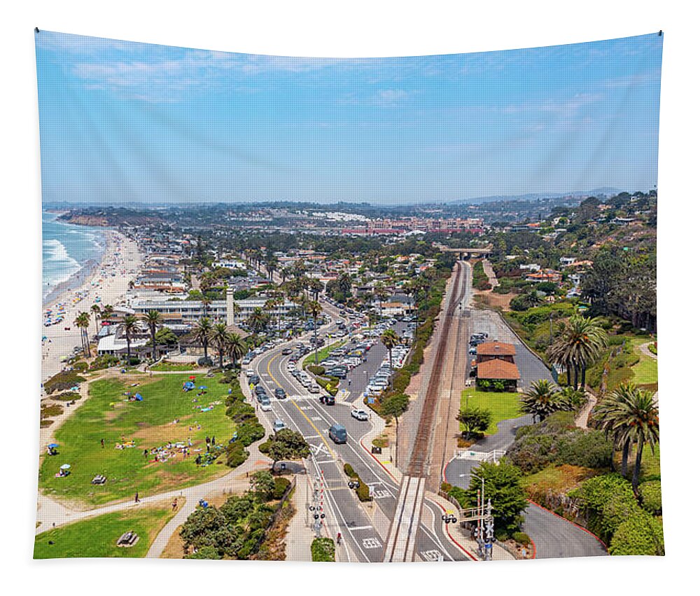 Del Mar Tapestry featuring the photograph Del Mar California Drone Photo by Anthony Giammarino