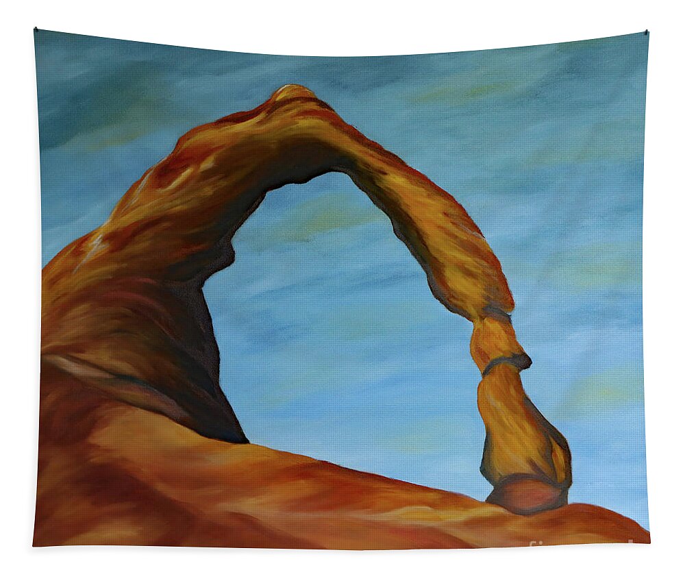 Landscape Tapestry featuring the painting Delicate Arch VI by Christiane Schulze Art And Photography