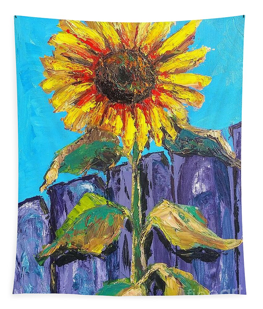 Sunflower Tapestry featuring the painting Demo Sunflower by Beverly Boulet