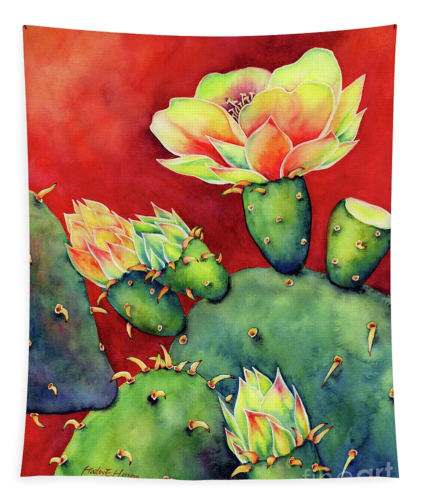 Cactus Tapestry featuring the painting Desert Bloom by Hailey E Herrera