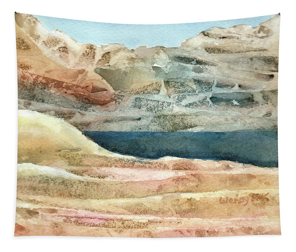 Desert Tapestry featuring the painting Desert Lake No 1 by Wendy Keeney-Kennicutt