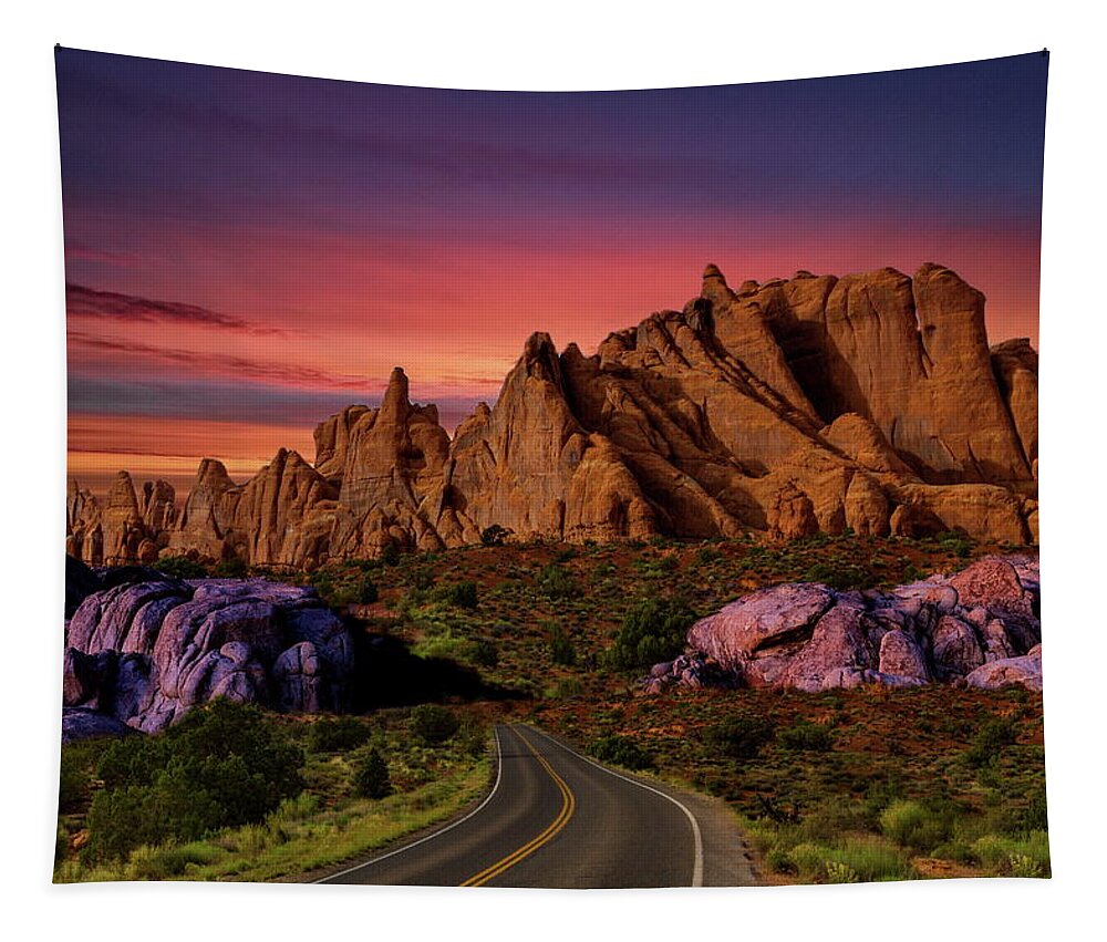 Desert Tapestry featuring the photograph Desert Sunset Drive by Russ Harris