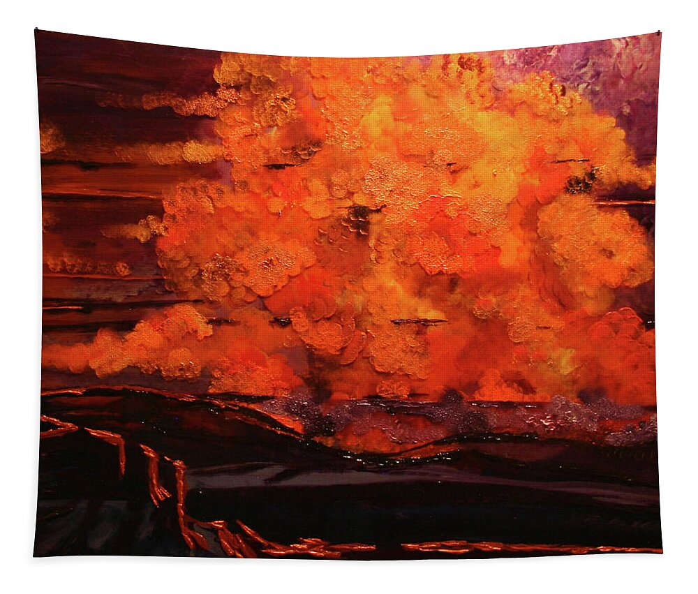 Utah Tapestry featuring the painting Desert Sunset by Marilyn Quigley