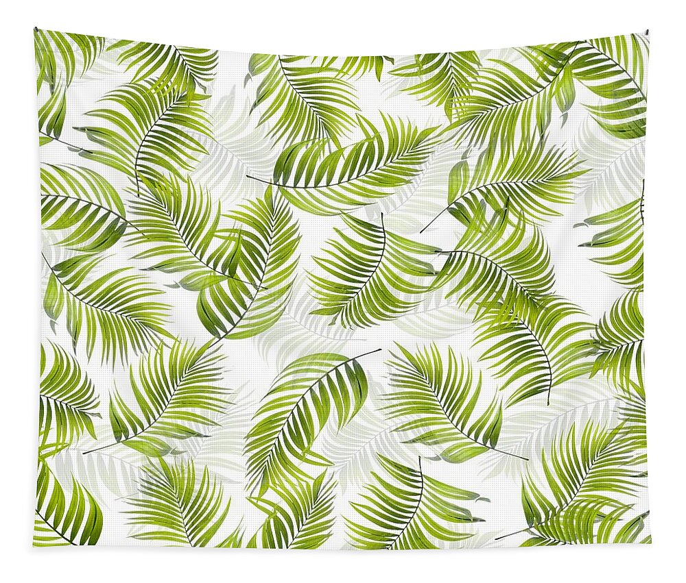 Palm Tapestry featuring the digital art Design 150 Palm Leaves by Lucie Dumas