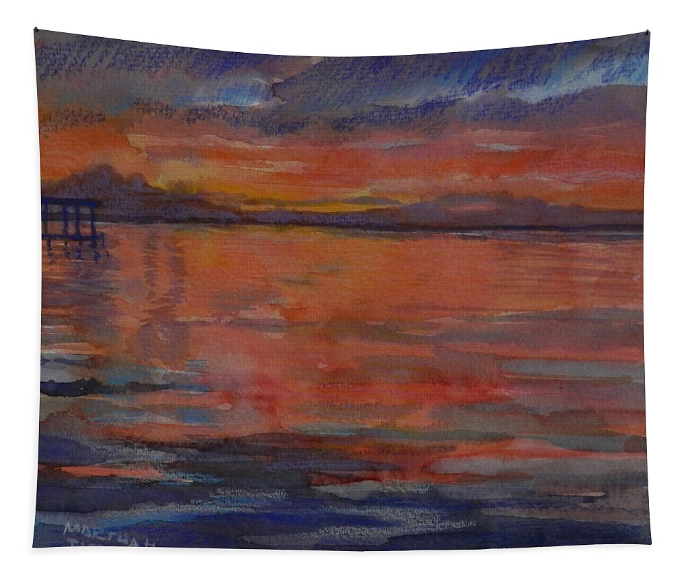 Sunset Tapestry featuring the painting Destin Sunset by Martha Tisdale