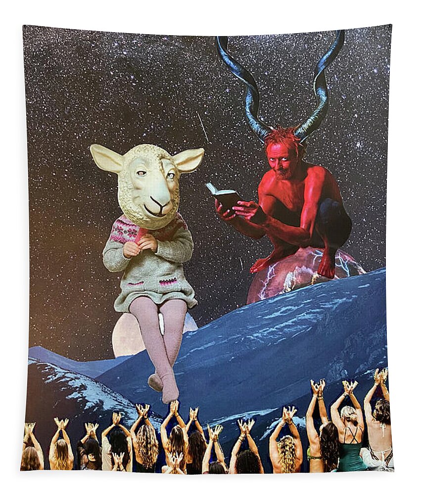 Devil Tapestry featuring the mixed media Devil by Tanja Leuenberger