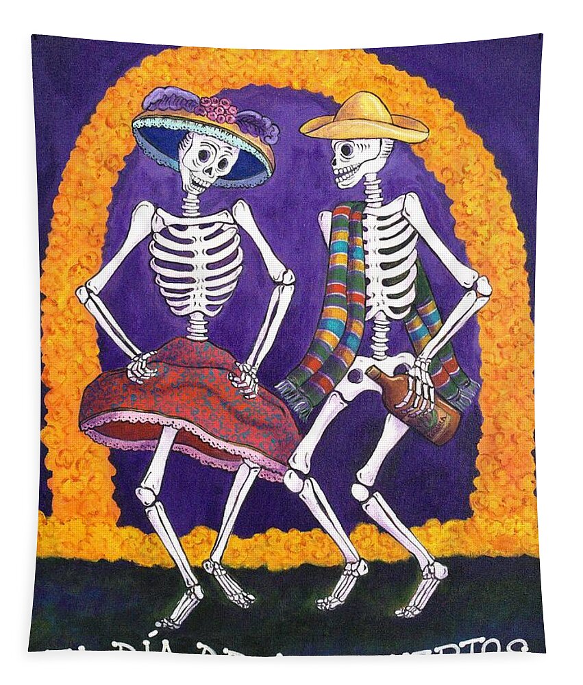 Dia De Los Muertos Tapestry featuring the painting Dia de los Muertos by Candy Mayer
