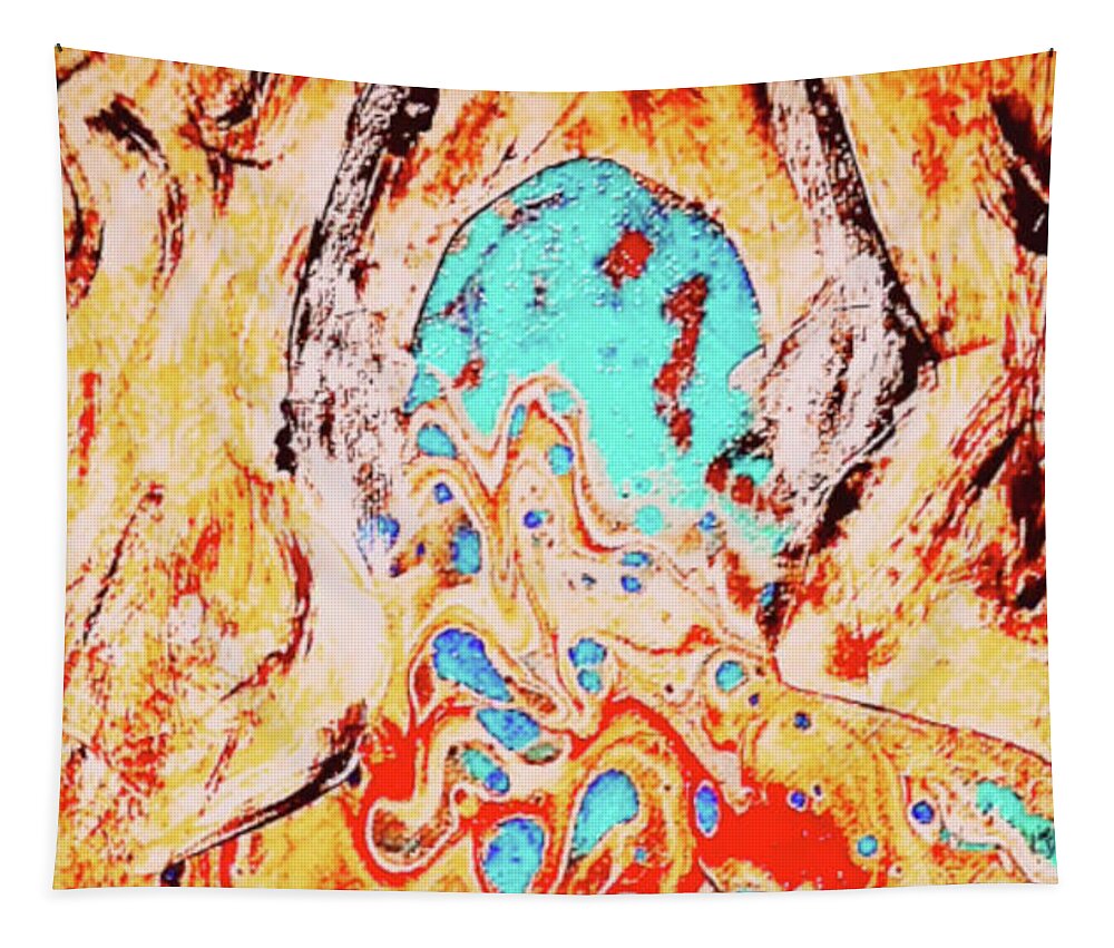 Diablo Toro Tapestry featuring the mixed media Diablo Toro by Bencasso Barnesquiat