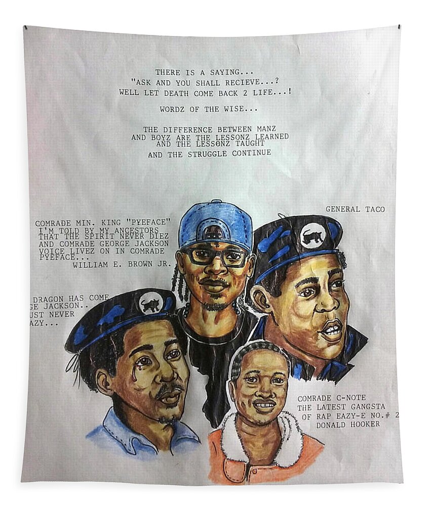 Black Art Tapestry featuring the drawing Difference Between Menz and Boyz by Joedee