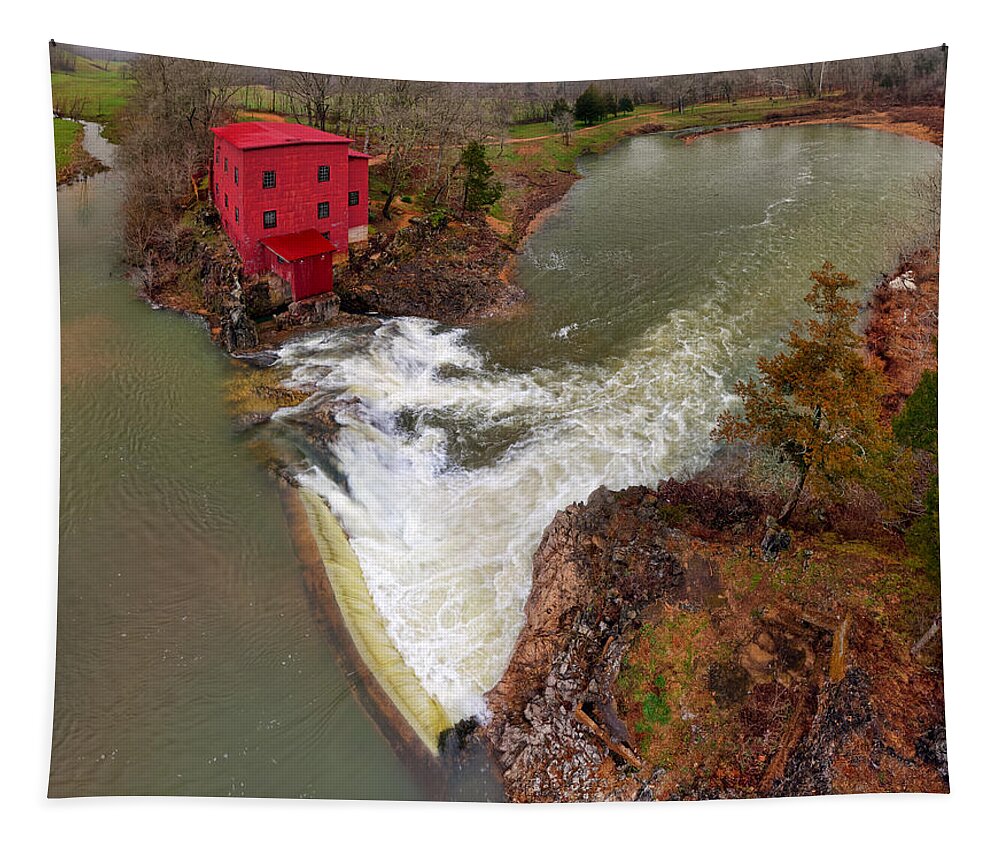Red Tapestry featuring the photograph Dillards MIll State Historic Site by Robert Charity