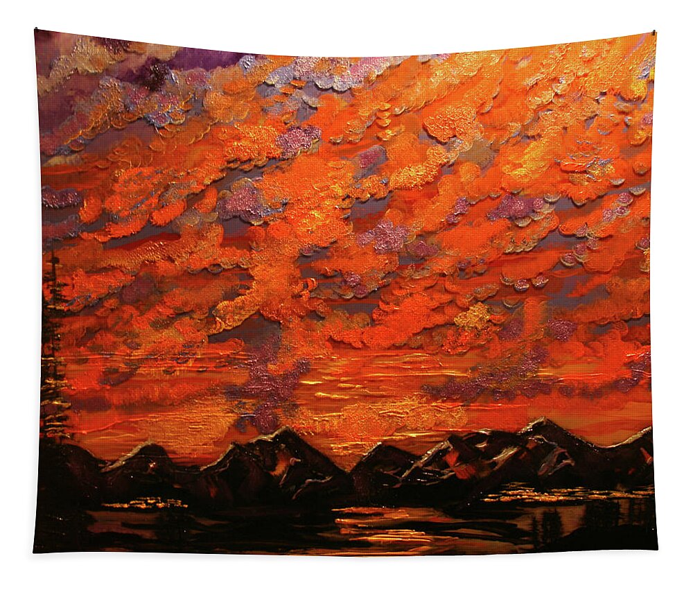 Sunset Tapestry featuring the painting Dillon Sunset by Marilyn Quigley