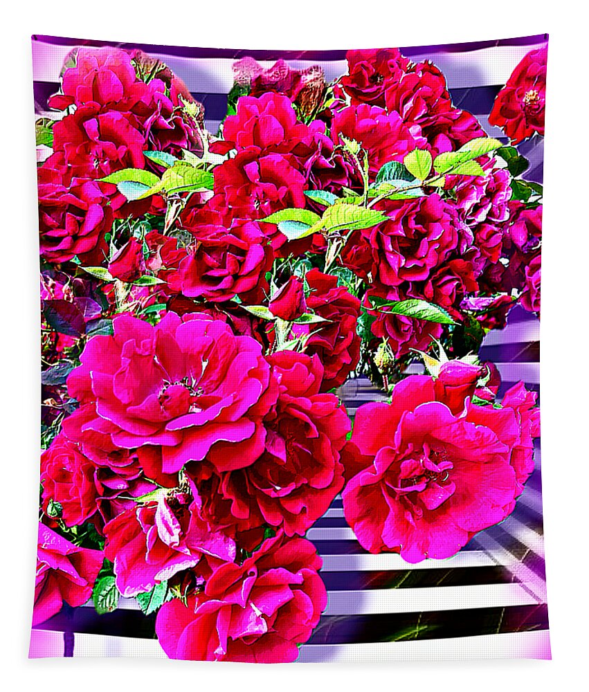 Roses Tapestry featuring the digital art Dimensional Roses by BelleAme Sommers