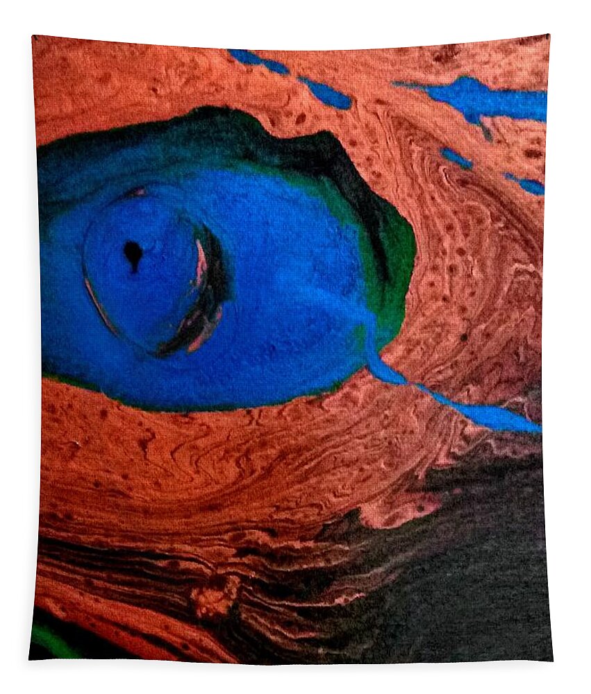 Eye Tapestry featuring the painting Dinos Eye by Anna Adams