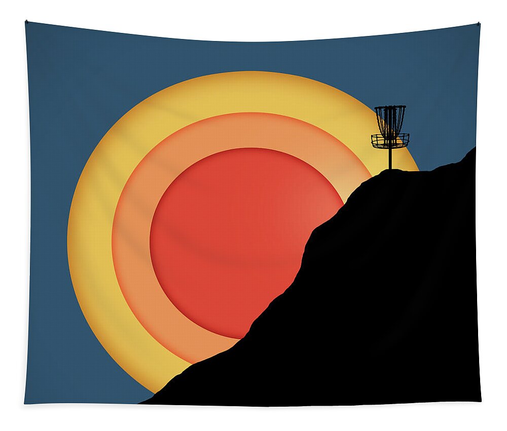 Disc Golf Tapestry featuring the digital art Disc Golf Sunset by Phil Perkins