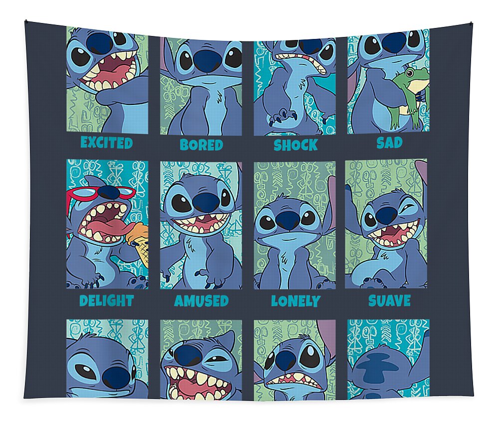 Disney Lilo Stitch Emotions Of Stitch Panels Tapestry