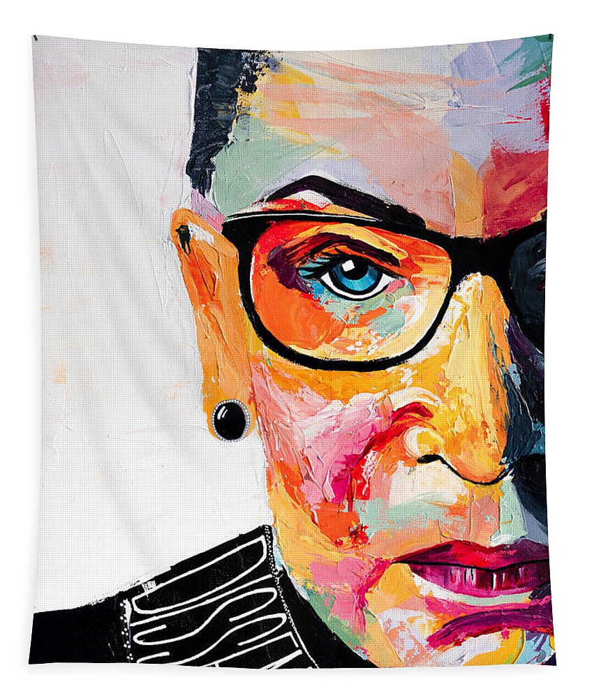 Portrait Tapestry featuring the painting Dissent - Cropped by LA Smith