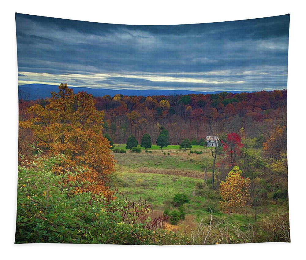 Fall Tapestry featuring the photograph Distant Barn by Lora J Wilson