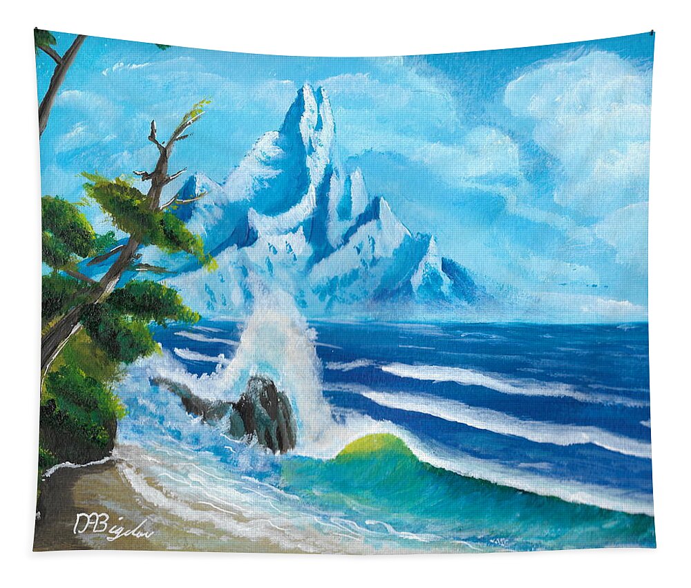 Mountain Tapestry featuring the painting distant Shores by David Bigelow