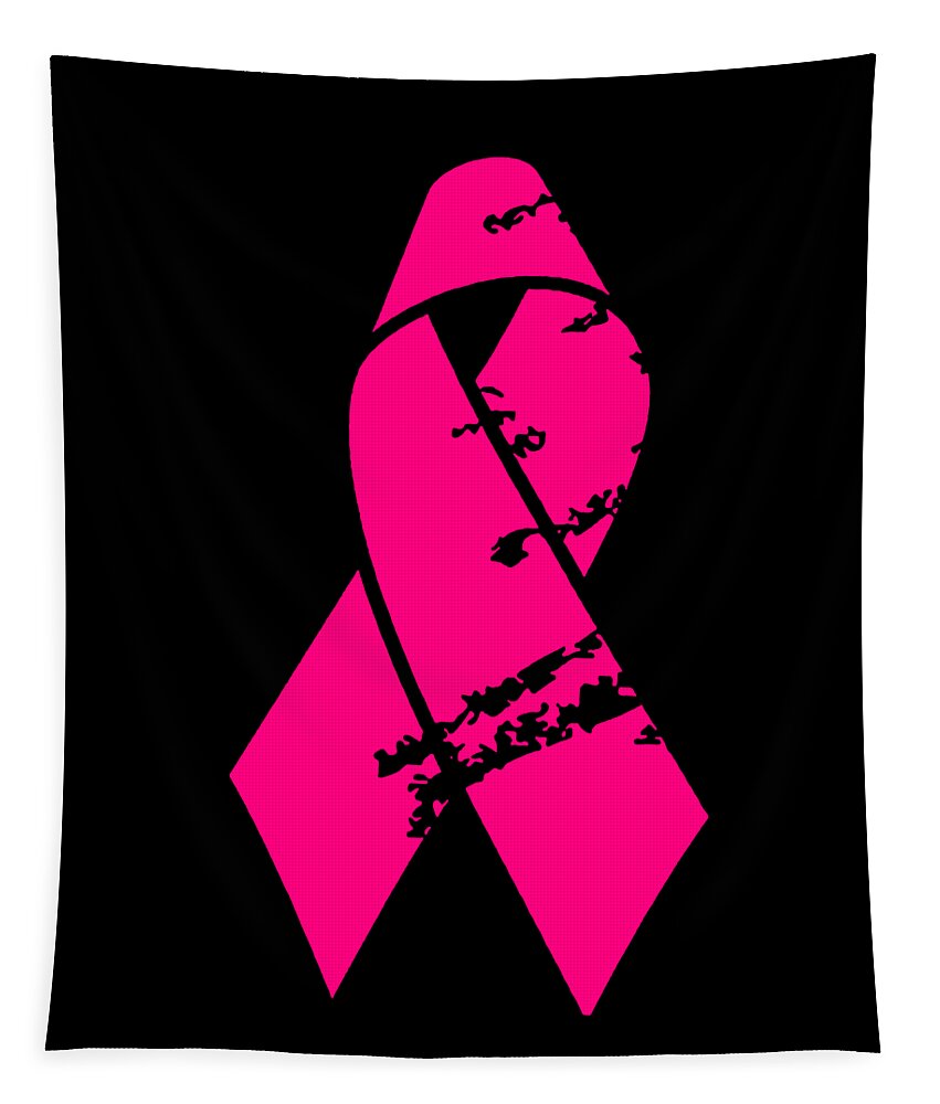 Funny Tapestry featuring the digital art Distressed Pink Ribbon by Flippin Sweet Gear
