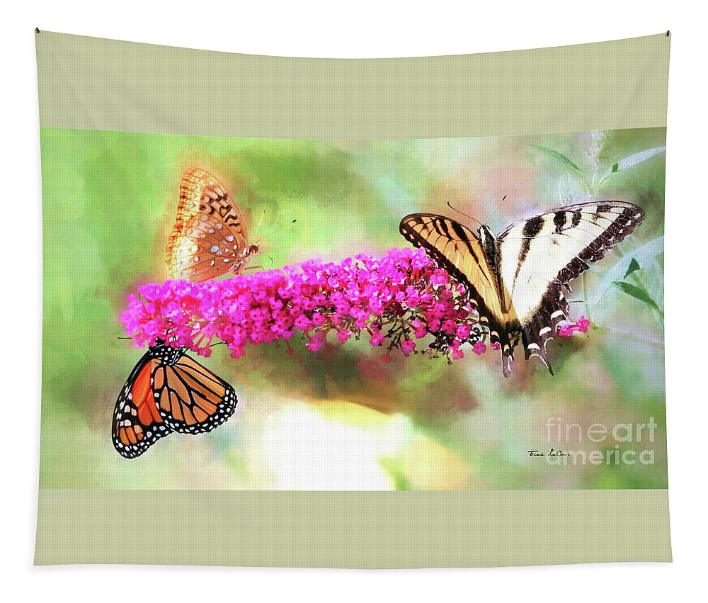 Butterfly Tapestry featuring the mixed media Divine Diversity by Tina LeCour