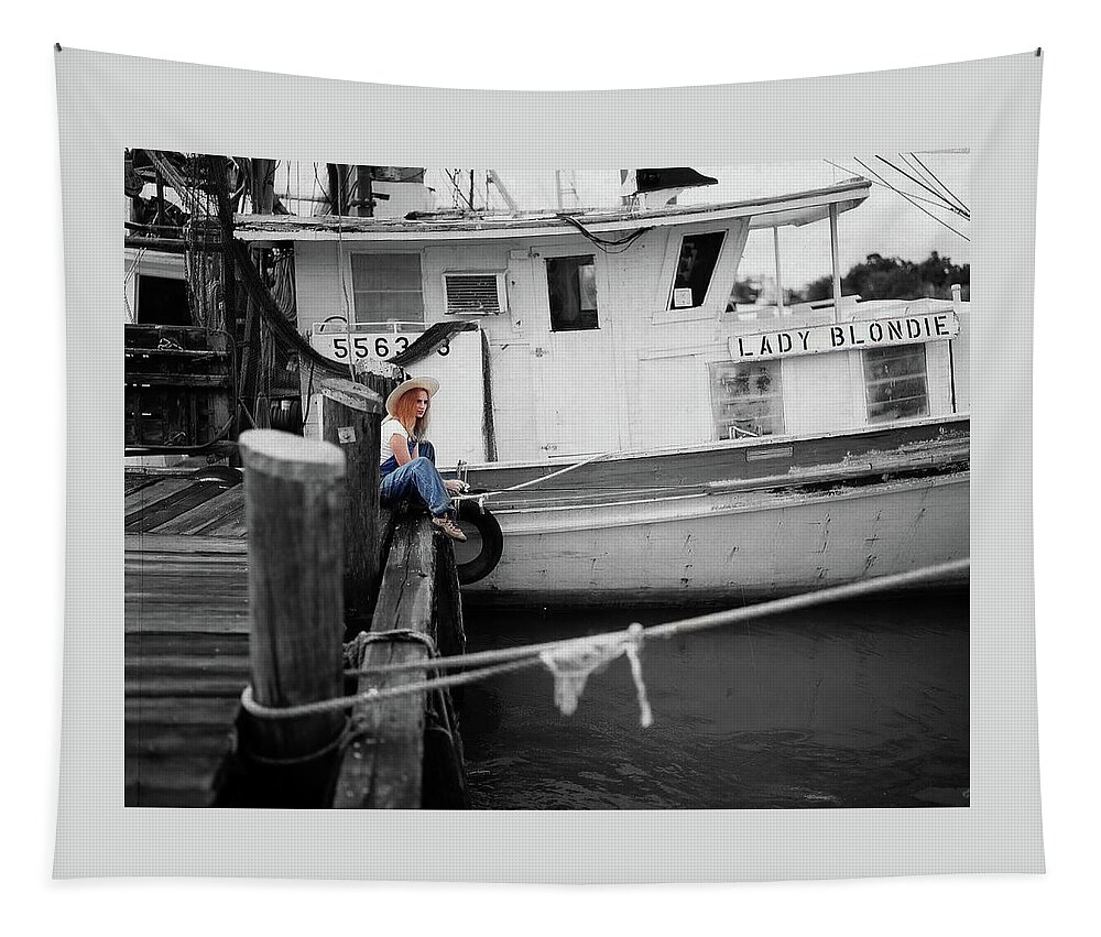 Fishing Tapestry featuring the photograph Dock Fishing in Delcambre by James C Richardson