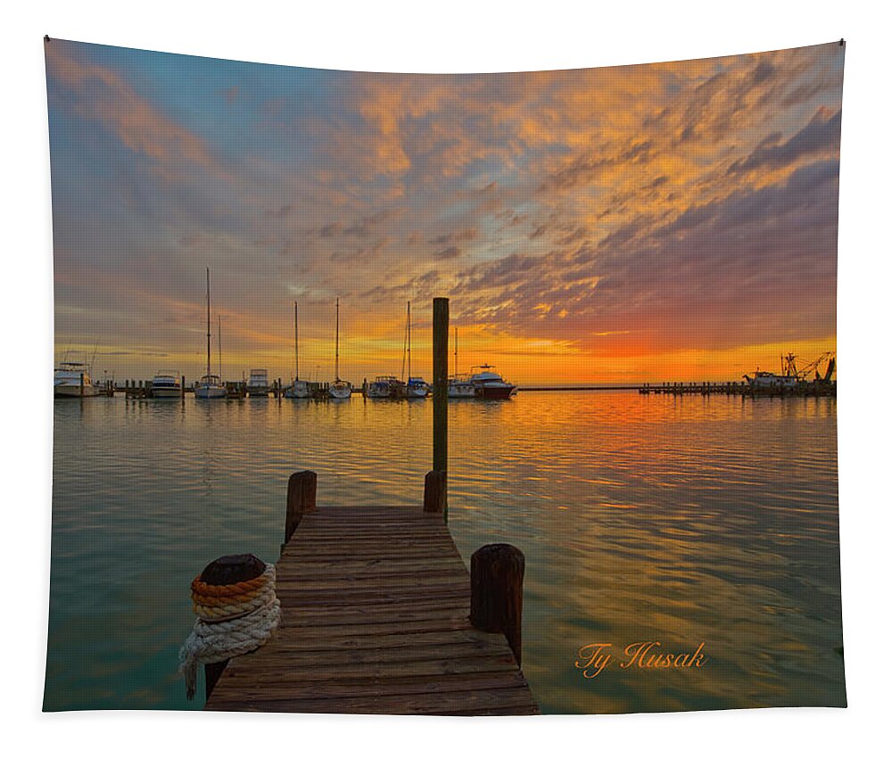Sunrise Tapestry featuring the photograph Dock of the Bay by Ty Husak