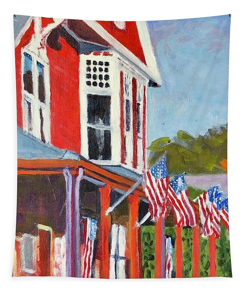 Dodges Store Tapestry featuring the painting Dodges Store by Cyndie Katz