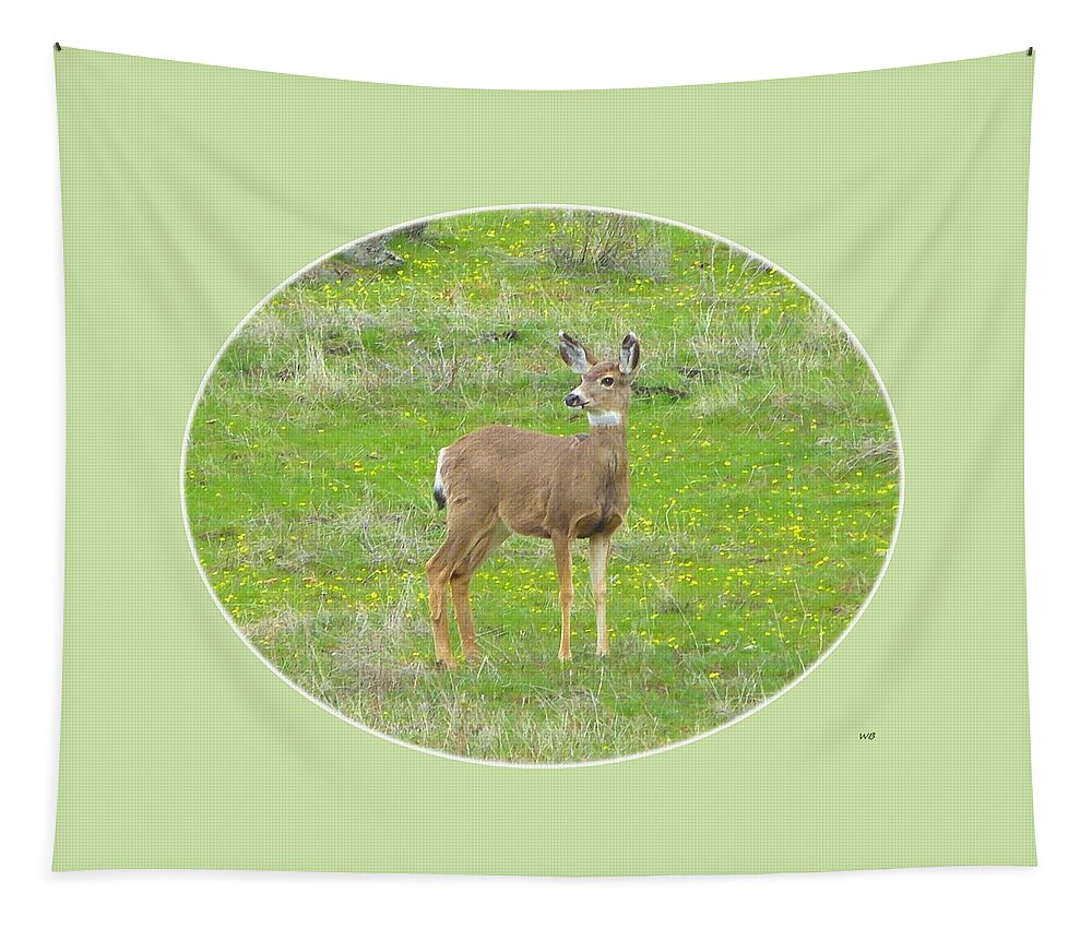 Young Deer Tapestry featuring the digital art Doe In March by Will Borden