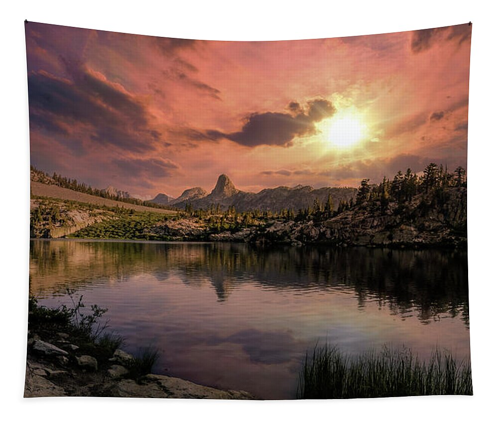 Landscape Tapestry featuring the digital art Dollar Lake Sunset by Romeo Victor