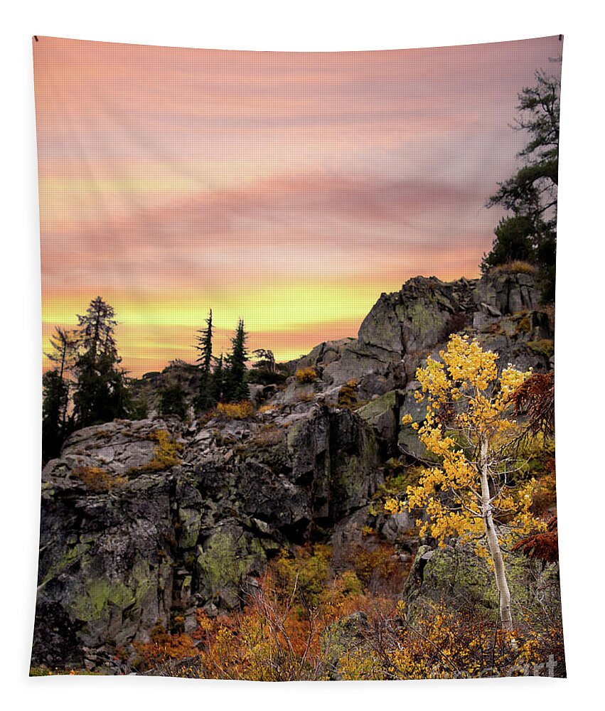 Sunrise Tapestry featuring the photograph Donner Summit October Sunrise by Leslie Wells