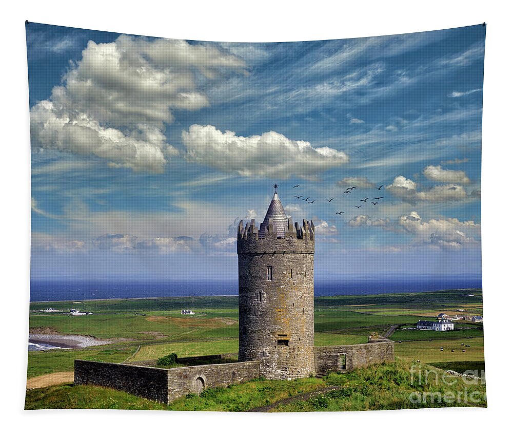 Nag939303 Tapestry featuring the photograph Doonagore Castle by Edmund Nagele FRPS