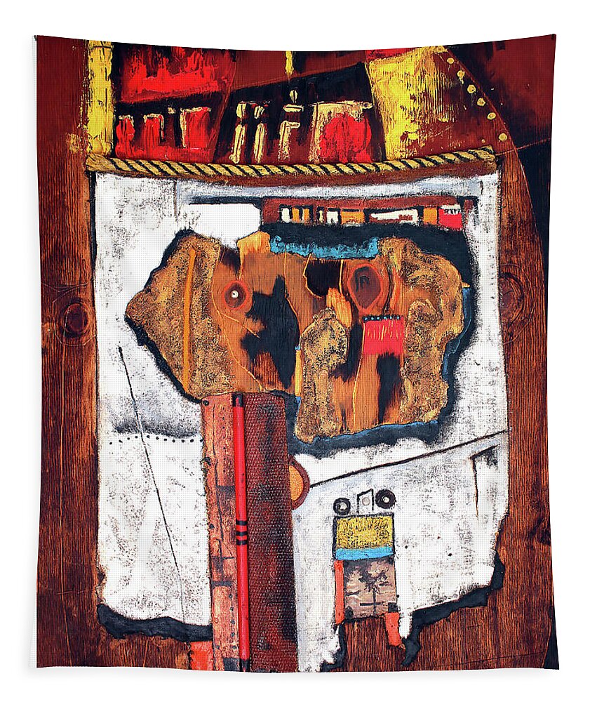 African Art Tapestry featuring the painting Door To The Other Side by Michael Nene