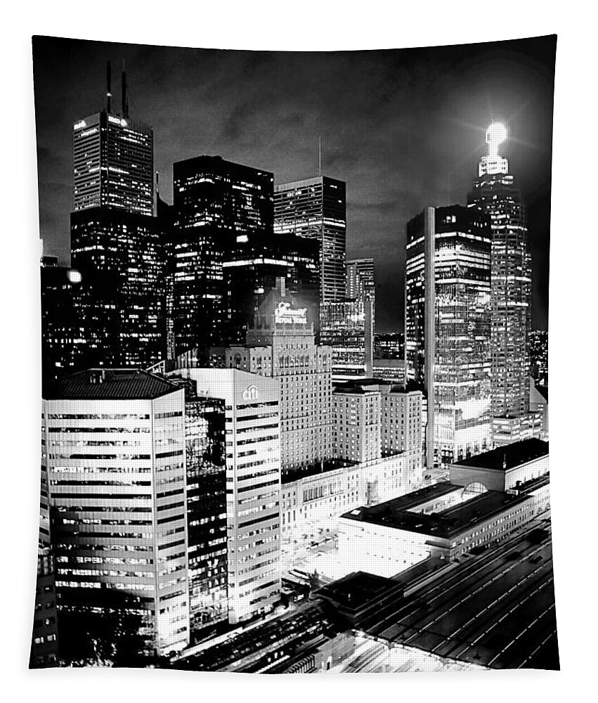 Toronto Tapestry featuring the photograph Downtown Toronto Canada Photo 184 Black and white by Lucie Dumas