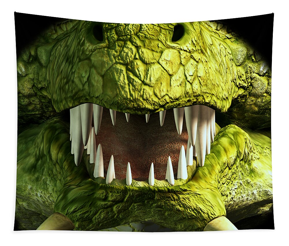 Mask Tapestry featuring the digital art Dragon Teeth by Daniel Eskridge