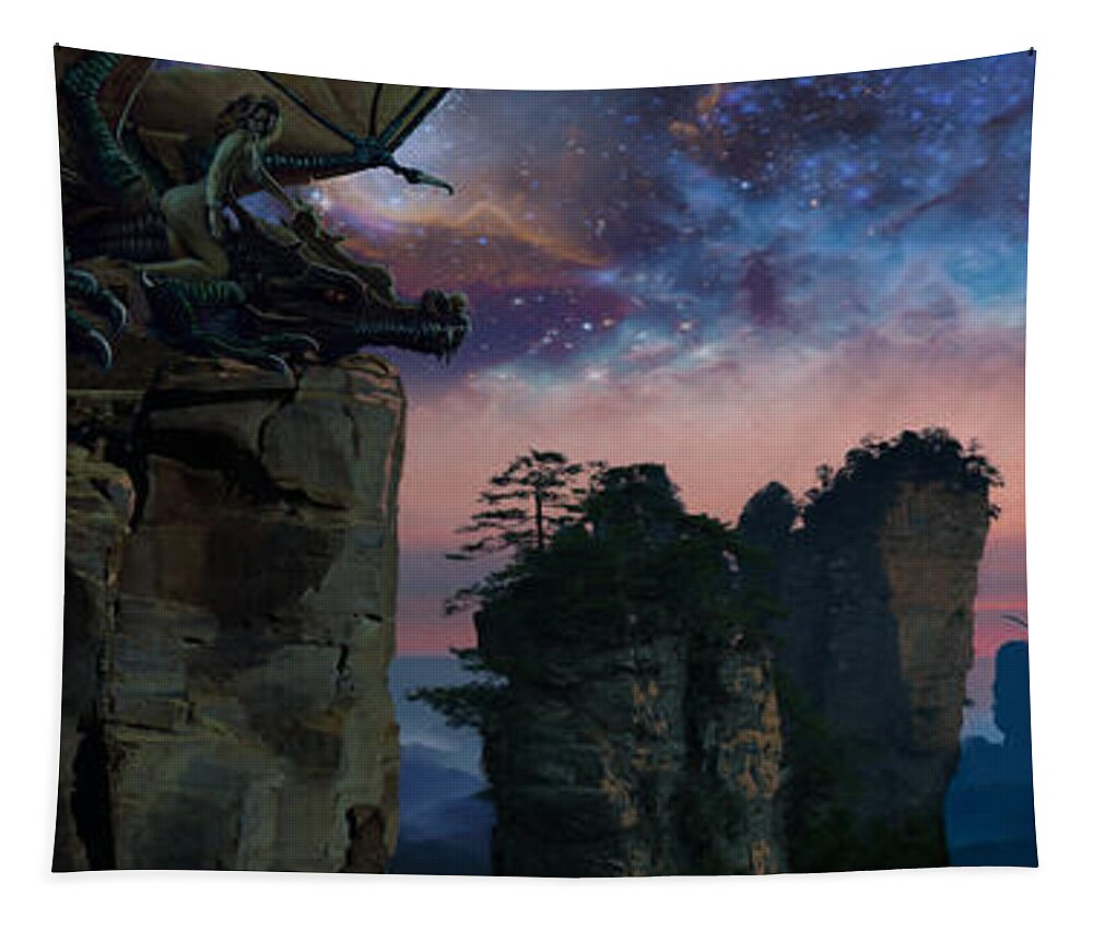 Dragon Towers Tapestry featuring the painting Dragon Towers by Paul Davenport
