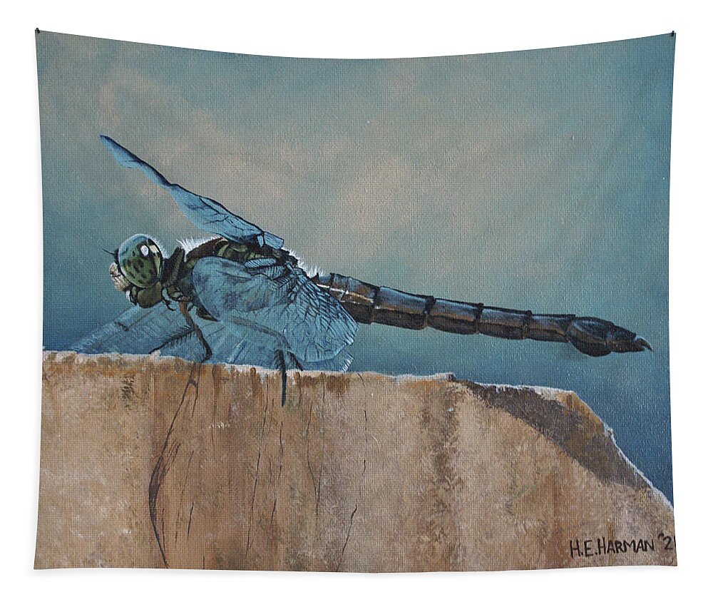 Dragonfly Tapestry featuring the painting Dragonfly by Heather E Harman