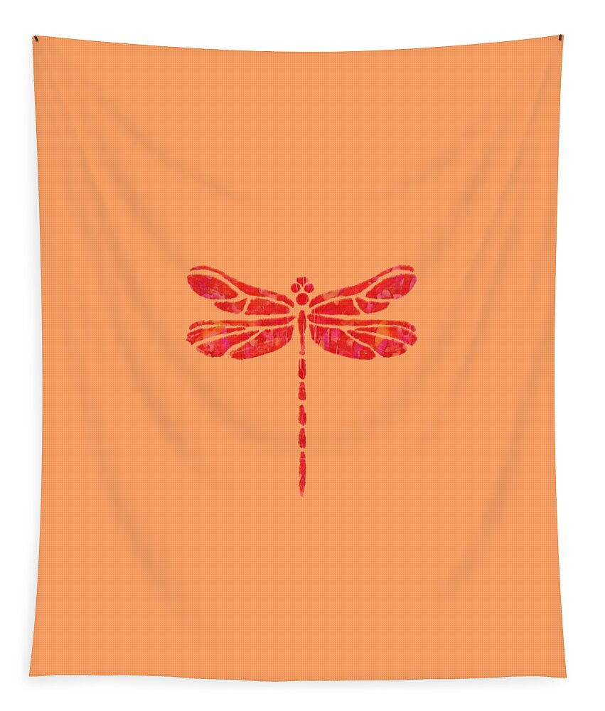 Dragonfly Tapestry featuring the mixed media Dragonfly silhouette 4 by Eileen Backman