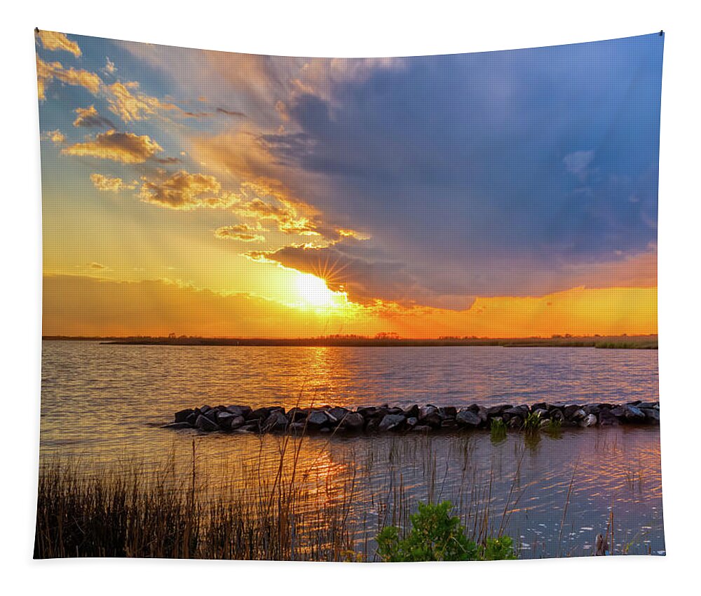 Back Bay Tapestry featuring the photograph Dramatic Back Bay Sunset by Donna Twiford